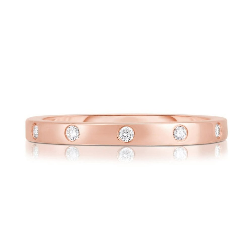Inlay Diamond Ring In 14k Gold - Picture 4 of 7